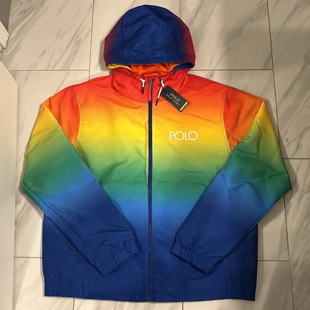 Men’s Polo Ralph Lauren Rainbow Windbreaker Jacket - Picture 1 of 3